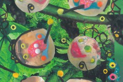 Collage af Helle. De dekorerede Klovneboller, lavet af Drejøs børnebørn
