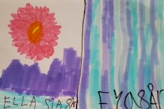Tegnet af Ella Sia 8 år og Eya 8 år på Drejøs markedsdag 2022